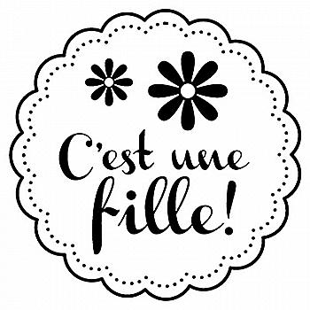 Штамп дерев`яний d=3,5 см Народження "C`est un fille!/Це э дівчинка!", 10004183 ТМ "Artemio"