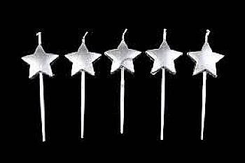 Набор свечей, звезда серебро, 5 шт, 5-71449