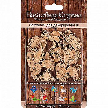 Набор деревянных заготовок-пуговок "Птички" (30 шт), FLC-028(S)
