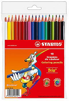 Outlet40 Карандаши 18 цв. в пластик. чехле Stabilo Trio 1960/18-03 (290218)