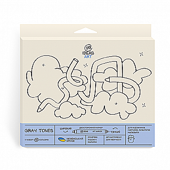 Набір маркерів Gray Tones, 12 шт., idea1-am/12grton, 99IDEAS Набір маркерів Gray Tones, 12 шт., idea1-am/12grton, 99IDEAS