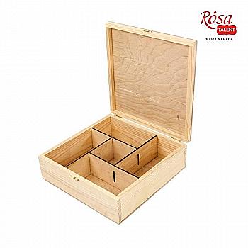 Ящик с двойной крышкой, 2 секции, фанера, 24*15*8 см, Rosa Talent