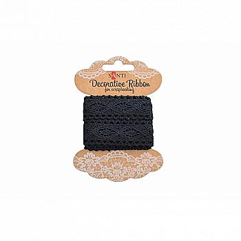 Стрічка мереживна 25 мм*2 м, чорна, 741344