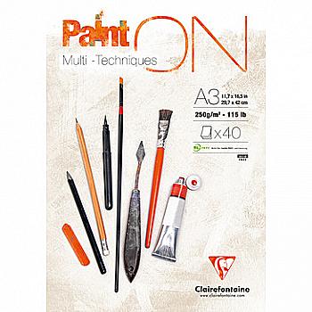 Склейка д/малюнка змішаних технік А3 Paint`On, 40 арк. (250 г/м2), 96536C Clairefontaine Склейка д/малюнка змішаних технік А3 Paint`On, 40 арк. (250 г/м2), 96536C Clairefontaine