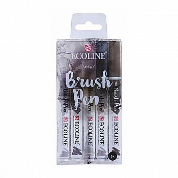 Набір пензлів-ручок Ecoline Brushpen Grey, 5 шт, Royal Talens Набір пензлів-ручок Ecoline Brushpen Grey, 5 шт, Royal Talens