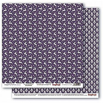 Бумага для скрапбукинга 30,5*30,5 см 190 гр/м двухсторон. Зимние контрасты. Звездная ночь. Черничный сок