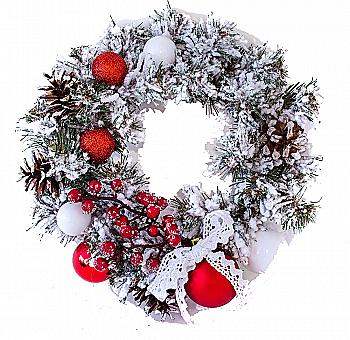 Вінок з прикрасою "Ностальгія" d-15 см. засніжений, 903773 Вінок з прикрасою "Ностальгія" d-15 см. засніжений, 903773
