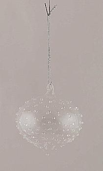 Подвеска новогодняя Шар-купол прозрачный стекляный в точку (d=8 см), 98444 ТМ "Floristik"
