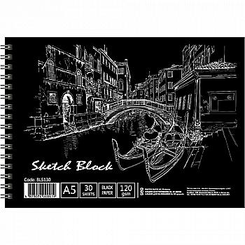 Альбом для малювання A5 30 арк. на спір. чорний, BL5130