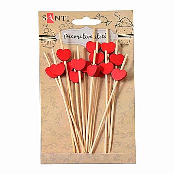 Набір шпажок з декором "Серце", дерево, 15 шт, 742493