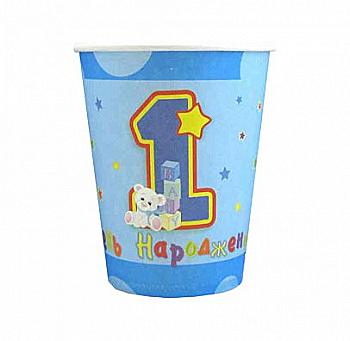 Стаканчики "1-ий День народження", сині, 8 шт, F-080804 Стаканчики "1-ий День народження", сині, 8 шт, F-080804