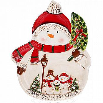 Блюдо новорічне "Сніговики" 33 см, 827-840 Блюдо новорічне "Сніговики" 33 см, 827-840