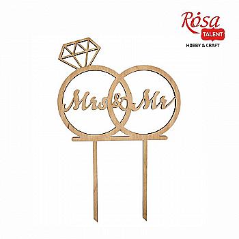 Заготівка топер на торт "Mrs&Mr", фанера, 14*21см, Rosa Talent Заготівка топер на торт "Mrs&Mr", фанера, 14*21см, Rosa Talent