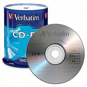Диск СD-R 700Mb Verbatim 52x Cake 100pcs Extra 43411 (3411)