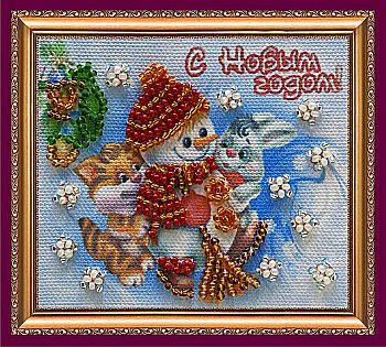 Набір для вишивки бісером "Магніт" З Новим Роком-1, AMA-042 Набір для вишивки бісером "Магніт" З Новим Роком-1, AMA-042