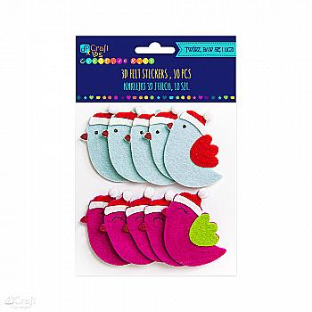 Наклейки 3D из фетра - Зимние птички (10 шт), KSFI-123 DpCraft Наклейки 3D из фетра - Зимние птички (10 шт), KSFI-123 DpCraft