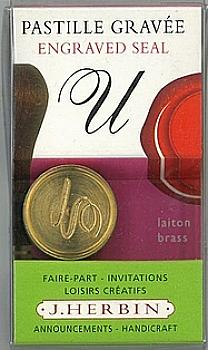 Круглая латунная печать d24 мм англ. буква "U", 40321T