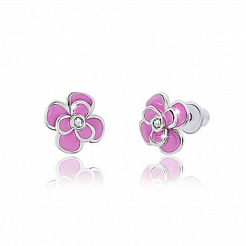 Сережки "Піон", рожевий, 219554600611