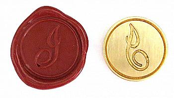 Круглая латунная печать d24 мм – англ. буква "I" с лакированной деревянной ручкой, 40109T