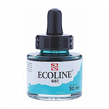 Краска акварельная жидкая Ecoline, (661), Бирюзовая зеленая, 30 мл, Royal Talens Краска акварельная жидкая Ecoline, (661), Бирюзовая зеленая, 30 мл, Royal Talens