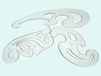 Набір з 3-х лекал, прозорий, безбарвний ЛН-3 Набір з 3-х лекал, прозорий, безбарвний ЛН-3