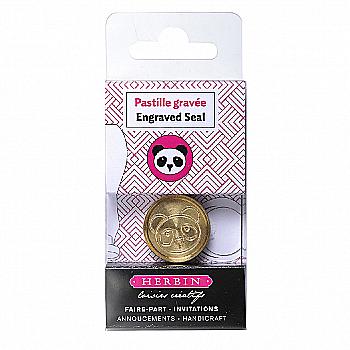 Кругла латунна печатка d24 мм "Панда", 40492T