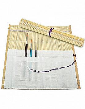 Пенал для пензлів, бамбук, нат. колір+тканина D.K.ART & CRAFT Пенал для пензлів, бамбук, нат. колір+тканина D.K.ART & CRAFT