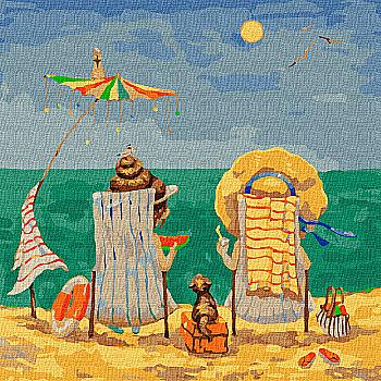 Набір для розпису по номерах 40*40 см "У шезлонгах", КНО4811