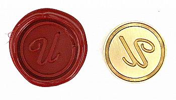 Круглая латунная печать d24 мм – англ. буква "U" с лакированной деревянной ручкой, 40121T