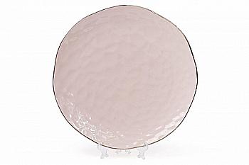 Тарілка керамічна 24,5 см, рожева з золотом, 945-184