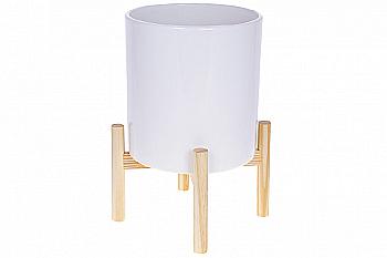 Кашпо керамічне "Флора" 37 см, білий глянець, 733-458