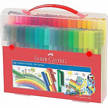 Фломастери 80 кол. Connector у пластик. пеналі, 155579 Faber-Castell Фломастери 80 кол. Connector у пластик. пеналі, 155579 Faber-Castell