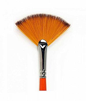 Кисть Синтетика веерная №8 коричнево-золотая / короткая ручка, Renesans