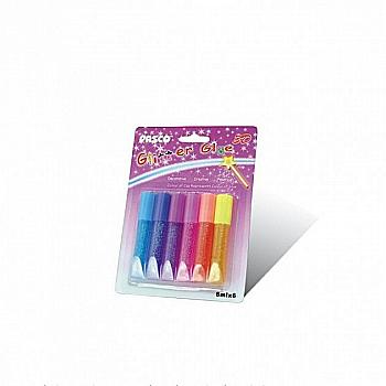 Клей із блискітками 6мл на блістері 6шт F-003-1 Клей із блискітками 6мл на блістері 6шт F-003-1