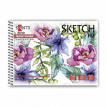 Альбом для акварелі "Flowers" А5, "Paper Watercolour Collection" 20 арк., 200г/м2, Santi, 130497 Альбом для акварелі "Flowers" А5, "Paper Watercolour Collection" 20 арк., 200г/м2, Santi, 130497