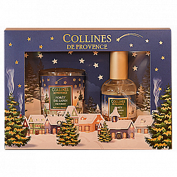 Подарунковий набір: спрей  50мл, свічка 75г "Ялиновий ліс", C3326FSA, Collines de Provence