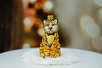 Іграшка ялинкова "Тигреня з метеликом", MarryChupmas