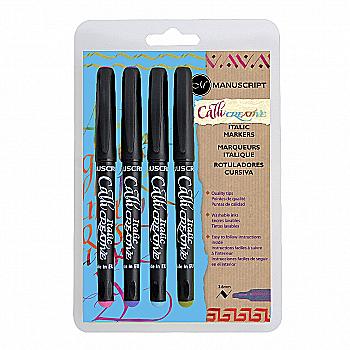 Набір маркерів д/каліграфії 3,6 мм CalliCreative Italic (4 шт.), кольори в асорт., MM6601 Manuscript