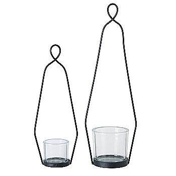 Подсвечник стеклянный "Kolno" h=42 см с металлическим держателем, черный, 9817084