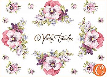 Карта декупажна А4 Фіалки для коханої, 45 г/м², 00873