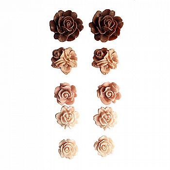 Набор объемных розочек, самоклеящиеся, Ретро
