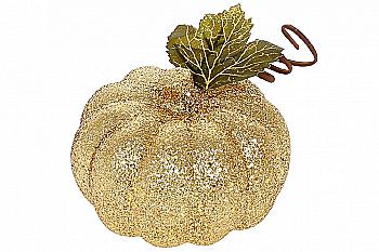 Декор Гарбуз, 10 см, золотий глітер, 113-801 Декор Гарбуз, 10 см, золотий глітер, 113-801