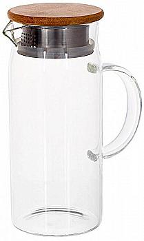 Глечик скляний з бамбуковою кришкою, 1 л, 599-108 Глечик скляний з бамбуковою кришкою, 1 л, 599-108