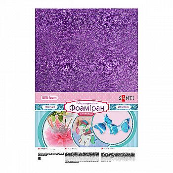 Фоамиран ЭВА фиолетовый с глиттером, 20*30 см, 742684