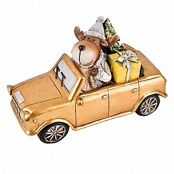 Декор новорічний Авто з подарунками, 13*20*9 см, золотий, 815083 Pusteblume Декор новорічний Авто з подарунками, 13*20*9 см, золотий, 815083 Pusteblume