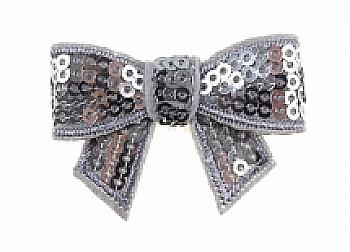 Фурнітура з паєток Бантик срібло, 5-30040