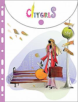 Папка-конверт на липучке, перфорация А4 "City girls" L6003 (490719) Папка-конверт на липучке, перфорация А4 "City girls" L6003 (490719)