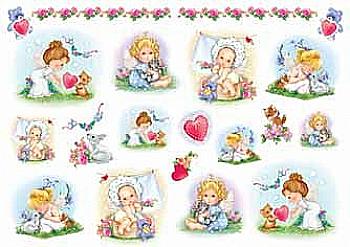 Карта декупажна 35*50 см, Маленькі янголи, 25 г/м², QSIPR 194 Renkalik