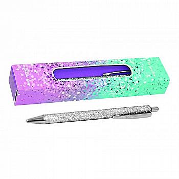 Ручка кулькова кнопкова з глітером, срібло, WB165 Ручка кулькова кнопкова з глітером, срібло, WB165