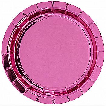 Тарелка фольгированная розовая, 17 см 6 ед., 1502-4855